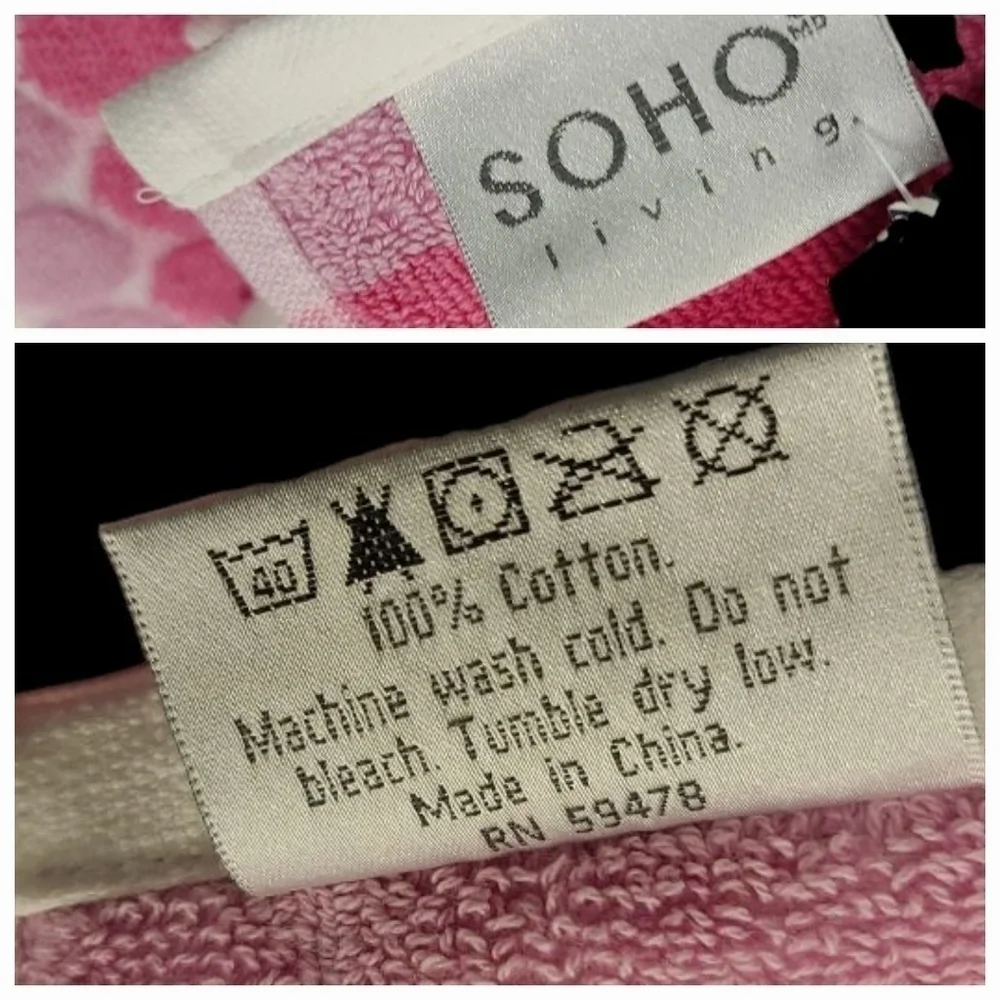 6pc Soho Living Bath Hand Tip Striped Dot Pink Ombre Towel Set New - Picture 10 of 11